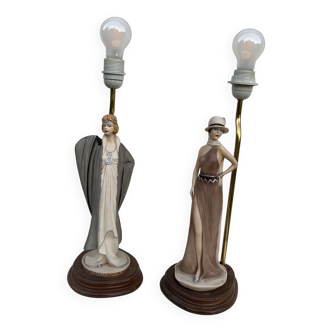 Lampes femme mannequin art déco - paire de 2 lampes