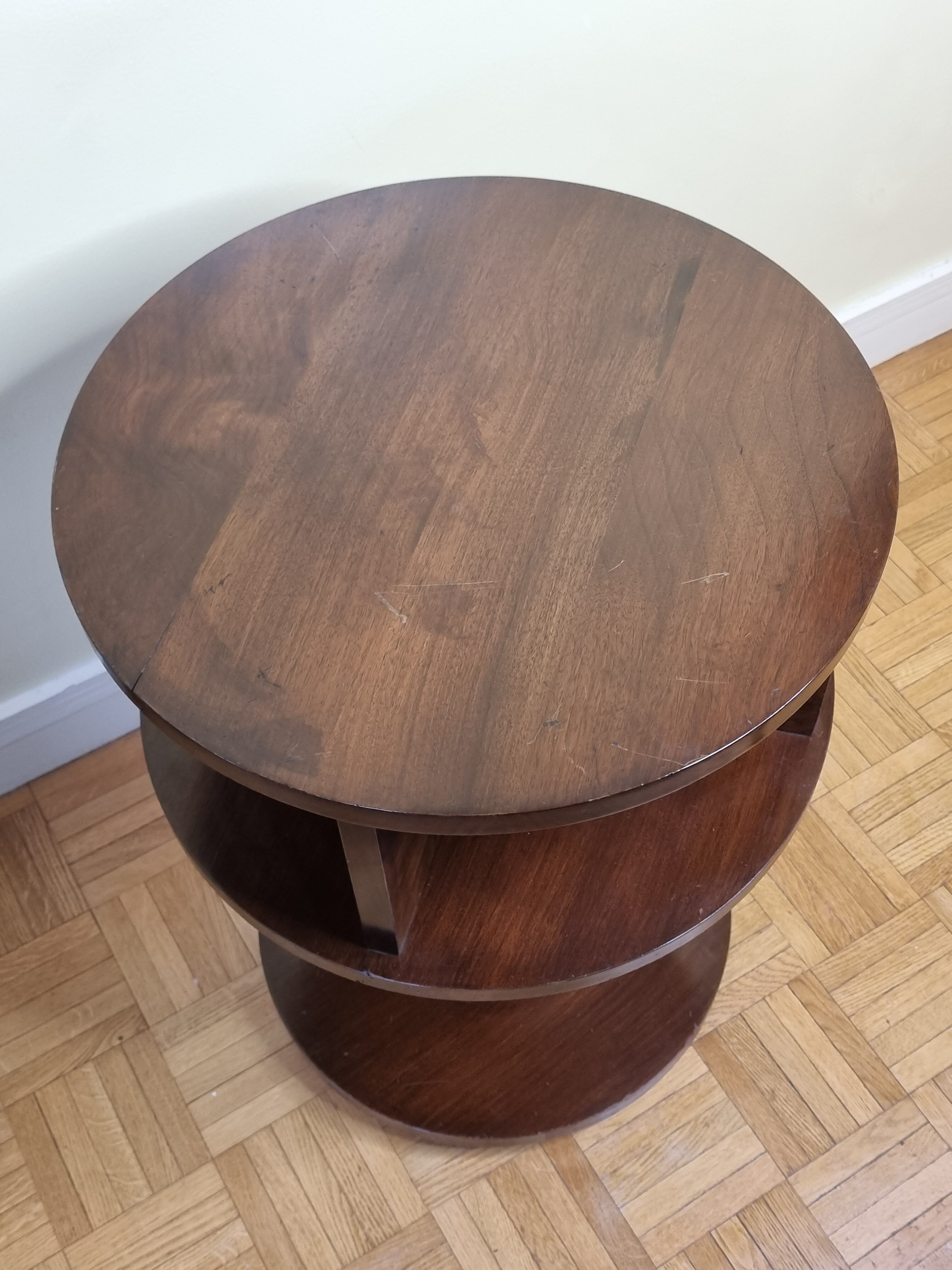 Solid wood pedestal table in Art Deco style