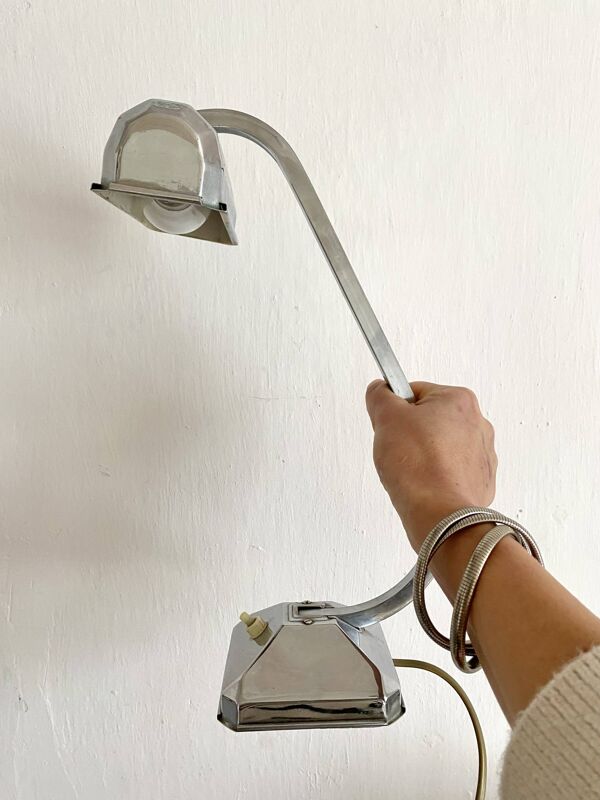 Lampe de bureau chromée  Art Déco – lampe atelier rétro