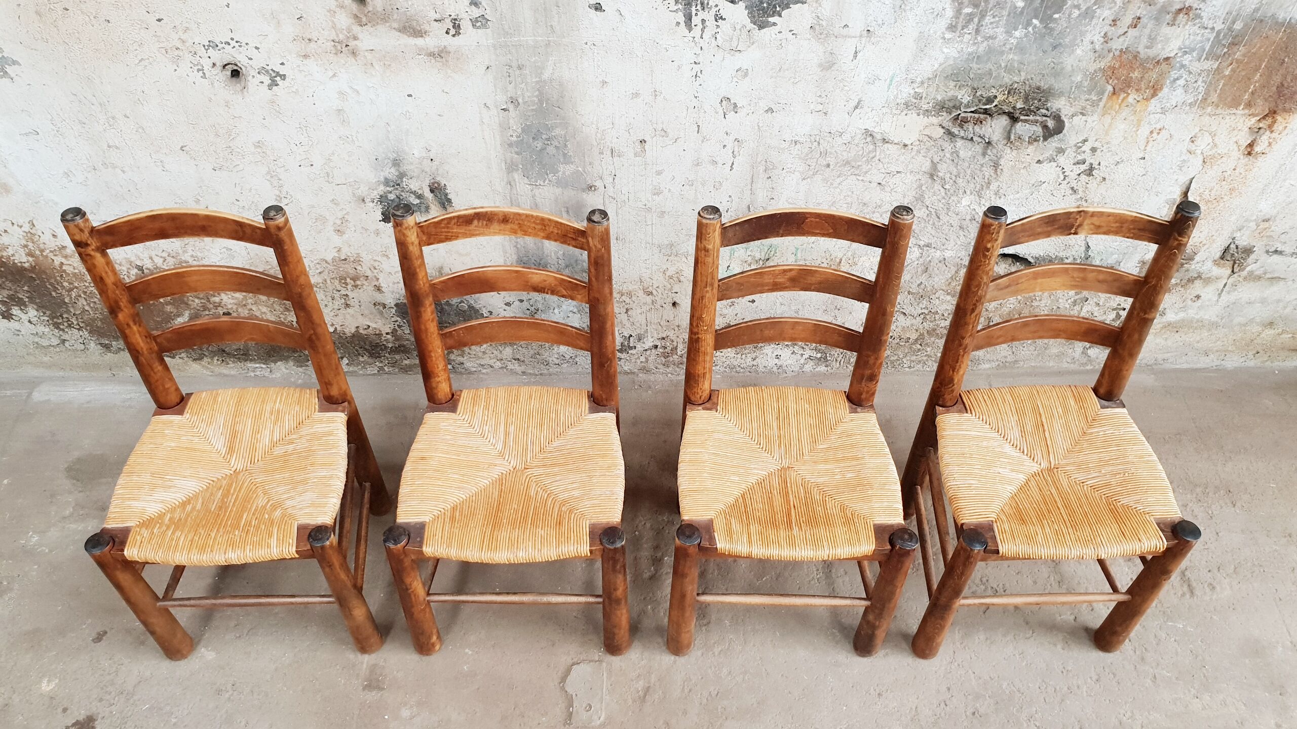 4 chaises brutaliste année 50