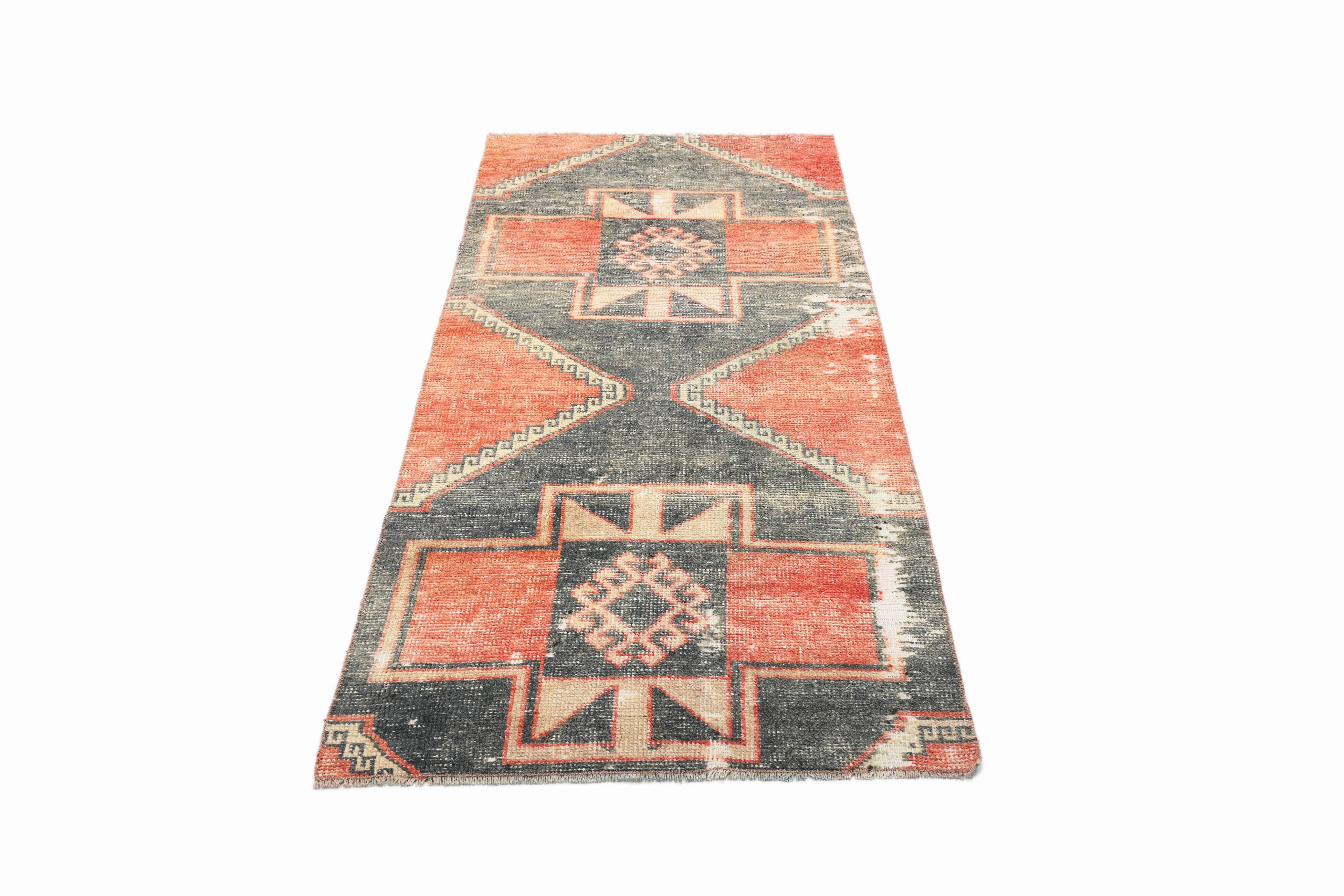 3x6 Handmade Turkish Red Vintage Rug, 81x185Cm