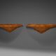 Elegant pair of Art Deco consoles in burl wood