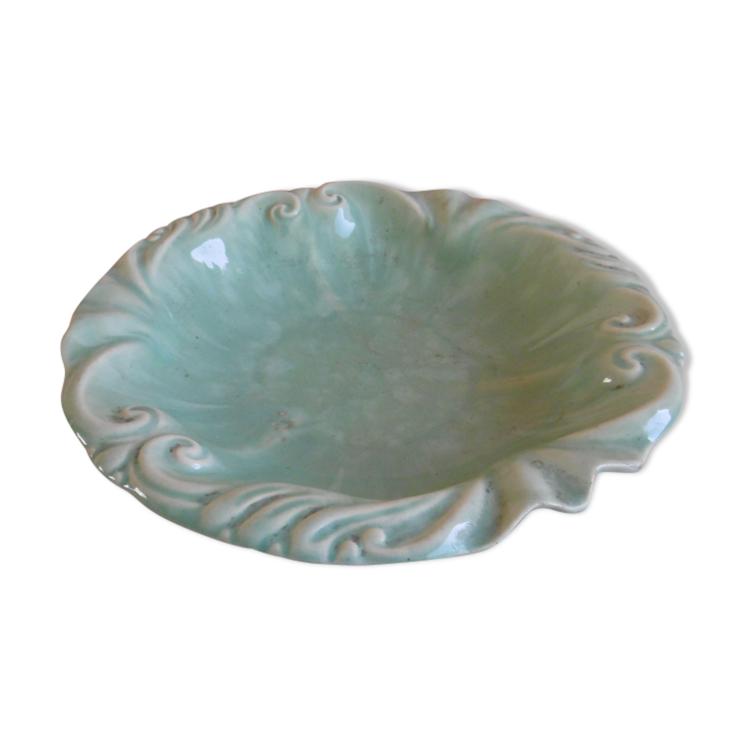 Celadon color serving dish - italian faience