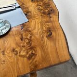 Table artisanale en orme massif, art populaire