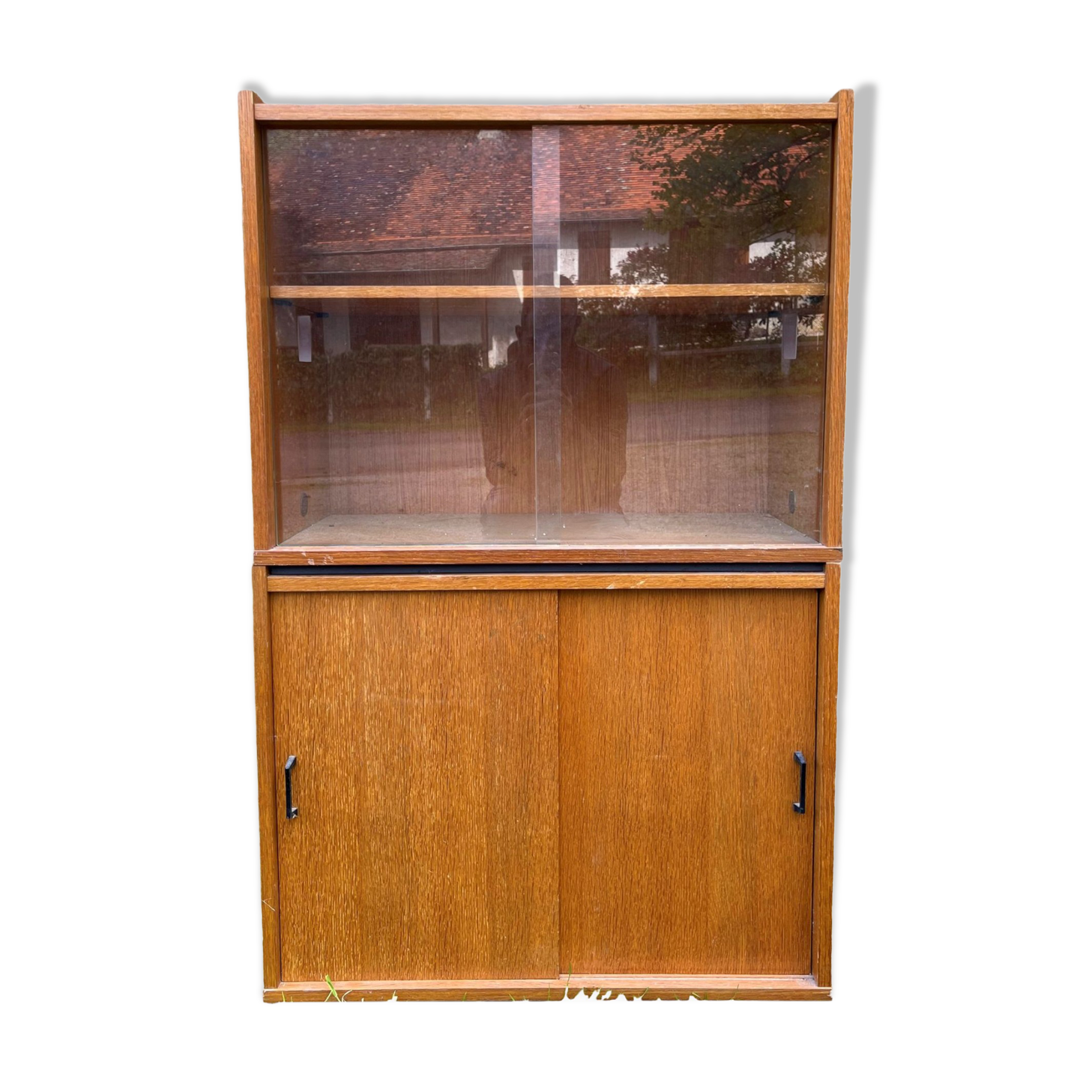 Vintage bookcase in blond oak circa 1970