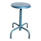 Tabouret d’atelier à vis en métal bleu