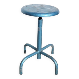 Blue metal screw-in workshop stool