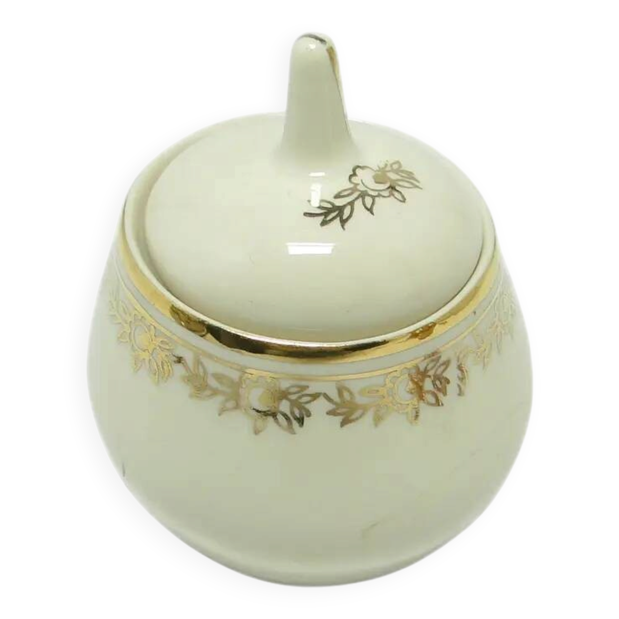Ewa sugar bowl, modernism, ivory white porcelain, Poland, 1970s.