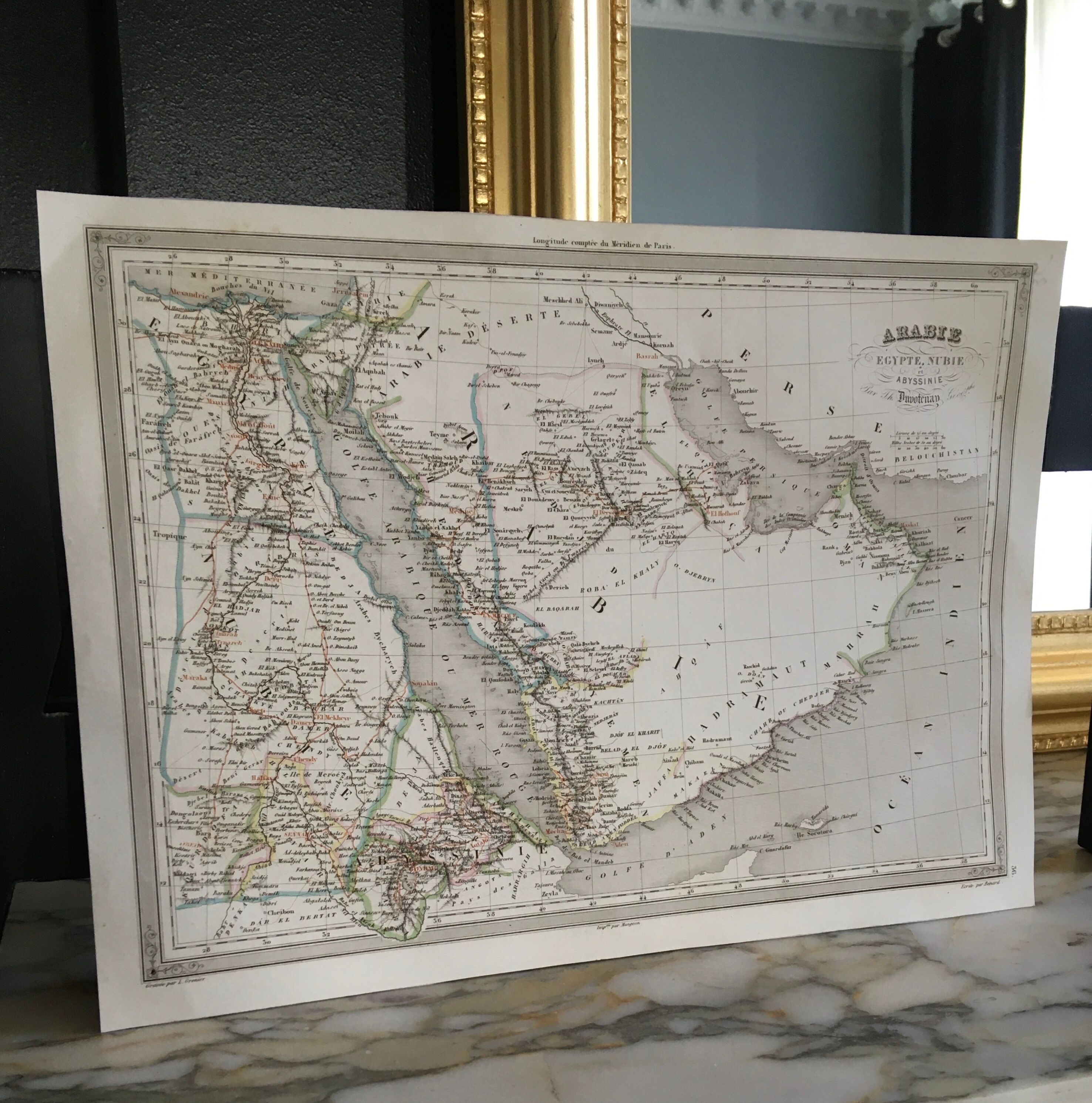 Geographic map 19th numbered Arabia Egypt Nubia and Abyssinia