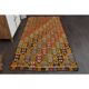 Tapis vintage turc Oushak fait main en laine et coton, années 1970