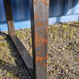 Industrial teak and metal table