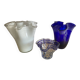 Trio of vintage blown glass handkerchief vases