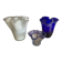 Trio of vintage blown glass handkerchief vases