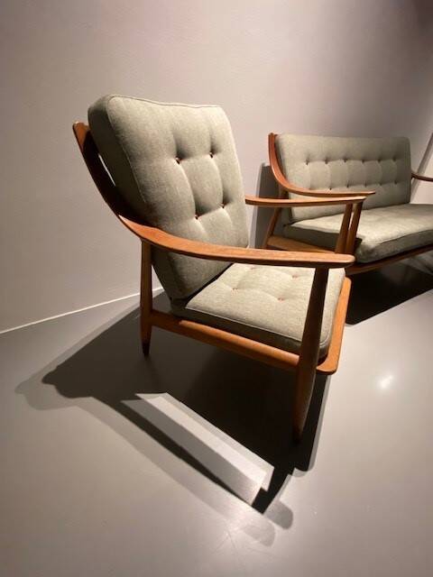 Two-seater sofa and pair of Peter HVIDT armchairs