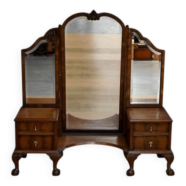 Coiffeuse en noyer, style Chippendale, Angleterre – 1930