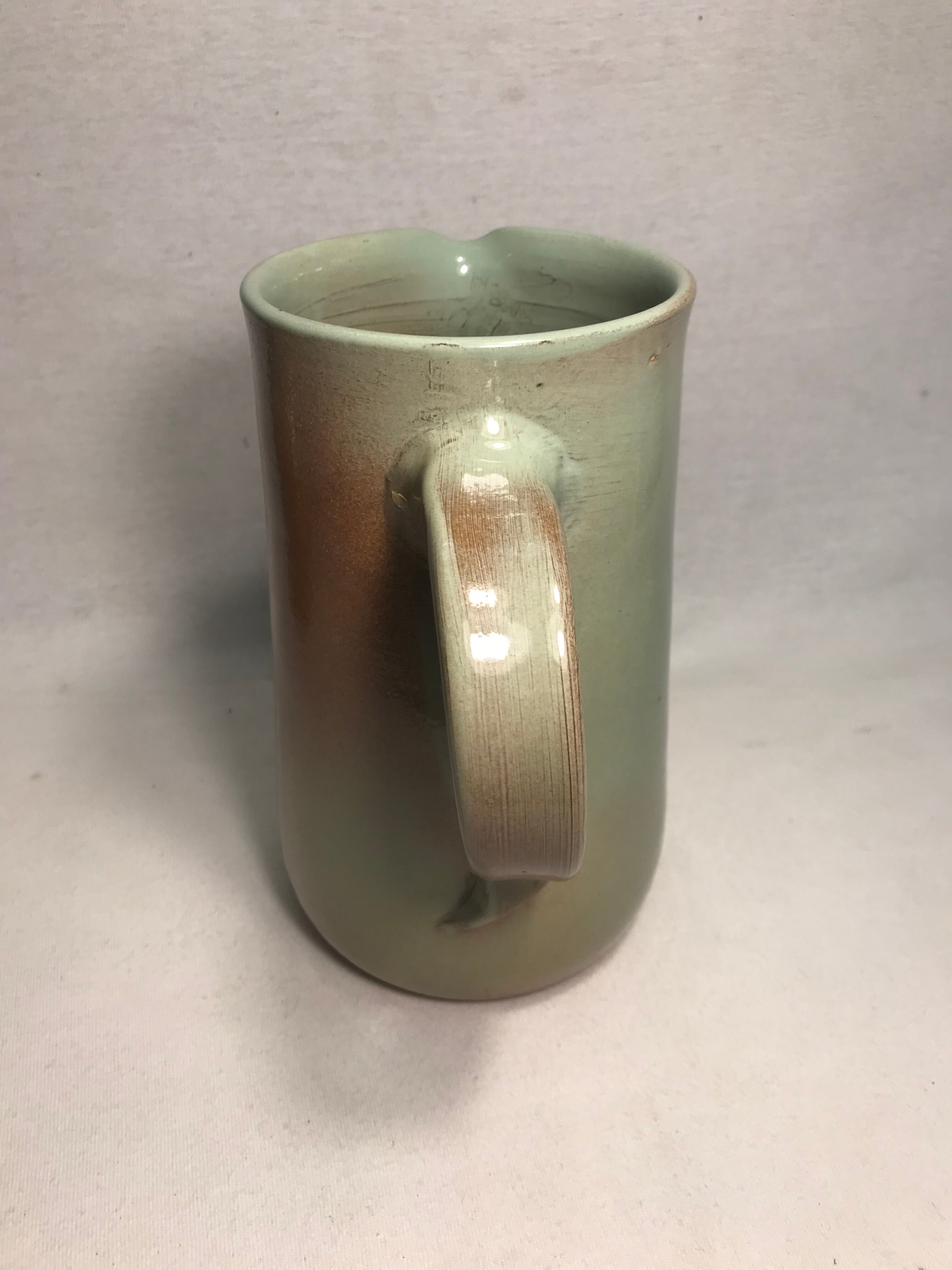 Former pitcher SOULAINES enamelled terracotta green gray decanter Vintage kitchen