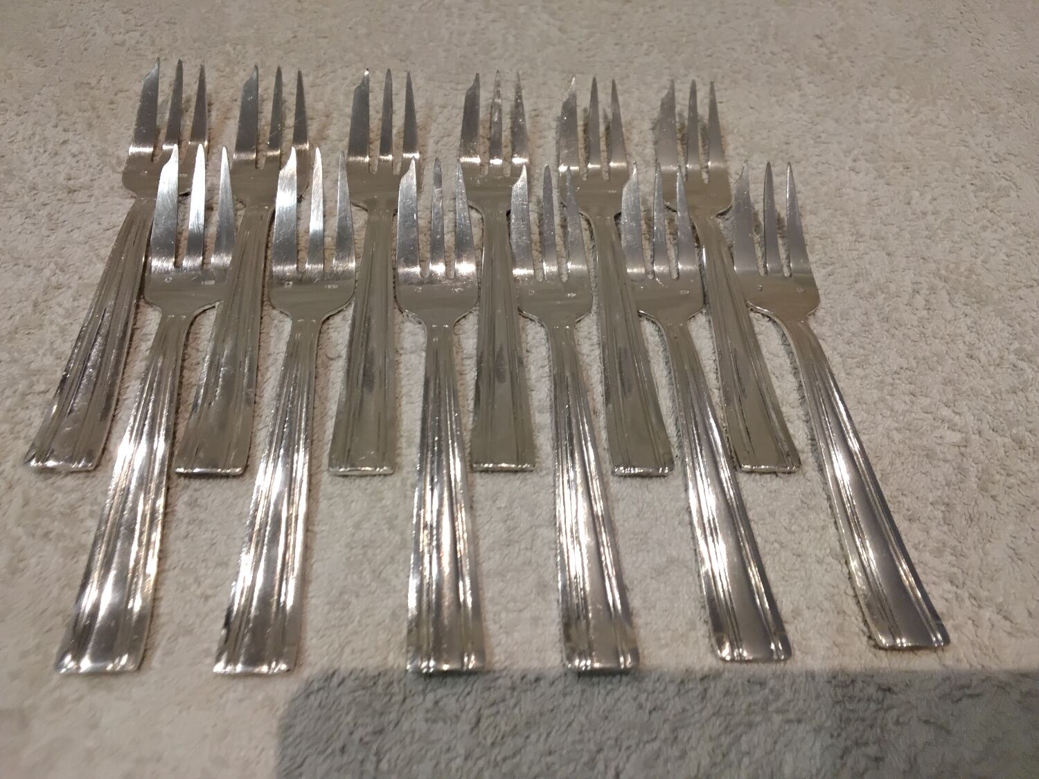 12 silver plated cake forks, goldsmith Argit, art deco style