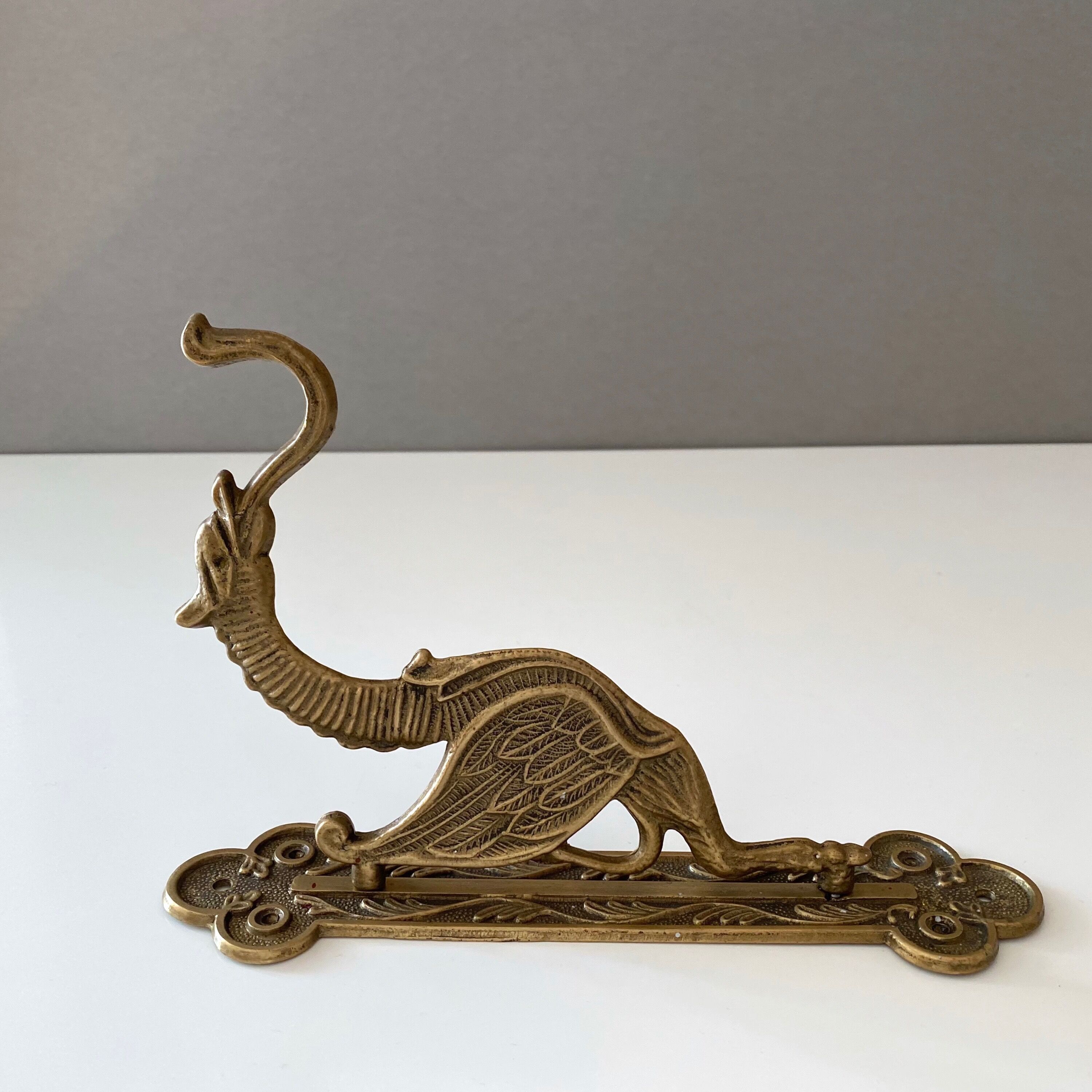 Vintage coat hook, brass wall hook dragon head
