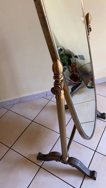 Golden brass psyche mirror