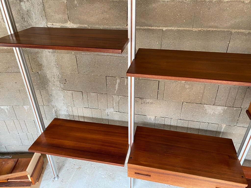Modular system library Scandinavian teak Roche Bobois 70s