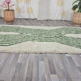 Tapis berbère fait main artisanale vert et blanc taille 150 x 250 cm