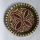 Extra-large enameled copper tray or catchall with ethnic tribal decoration.