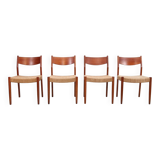 Set of four teak and papercord Marten Franckena chairs for Fristho