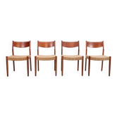 Ensemble de quatre chaises Marten Franckena en teck et corde de papier pour Fristho