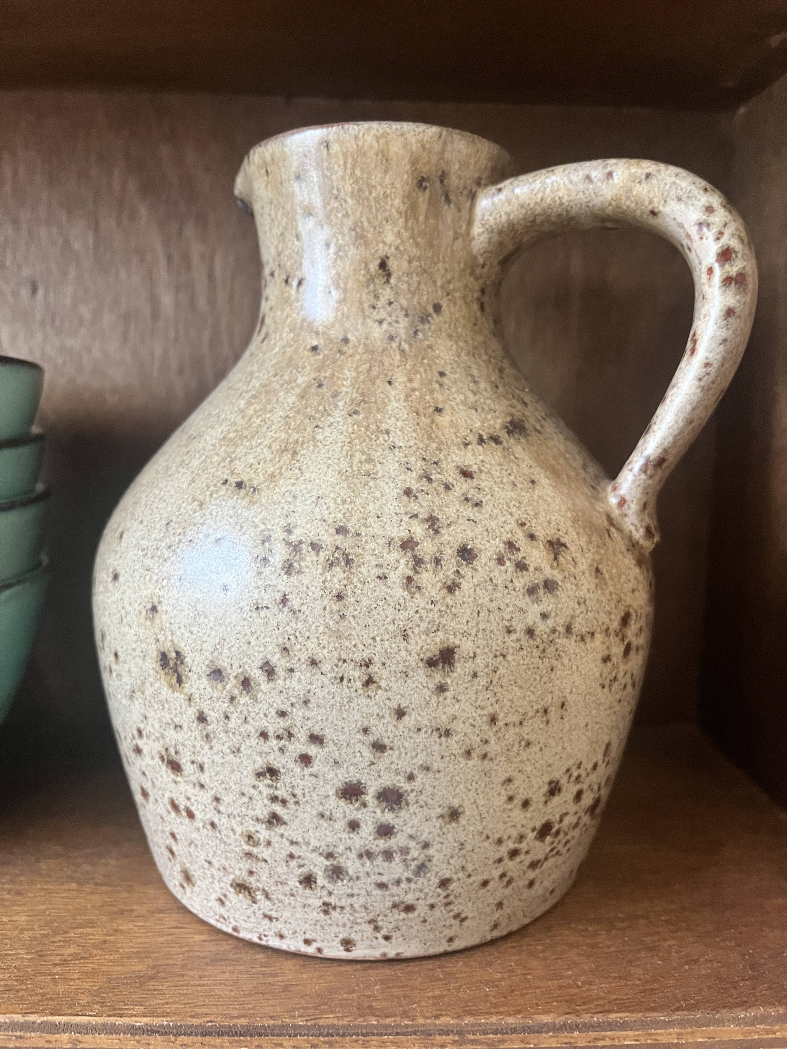 Pitcher carafe vase signed in pyrite ceramic earthenware, stoneware from Borne 1950