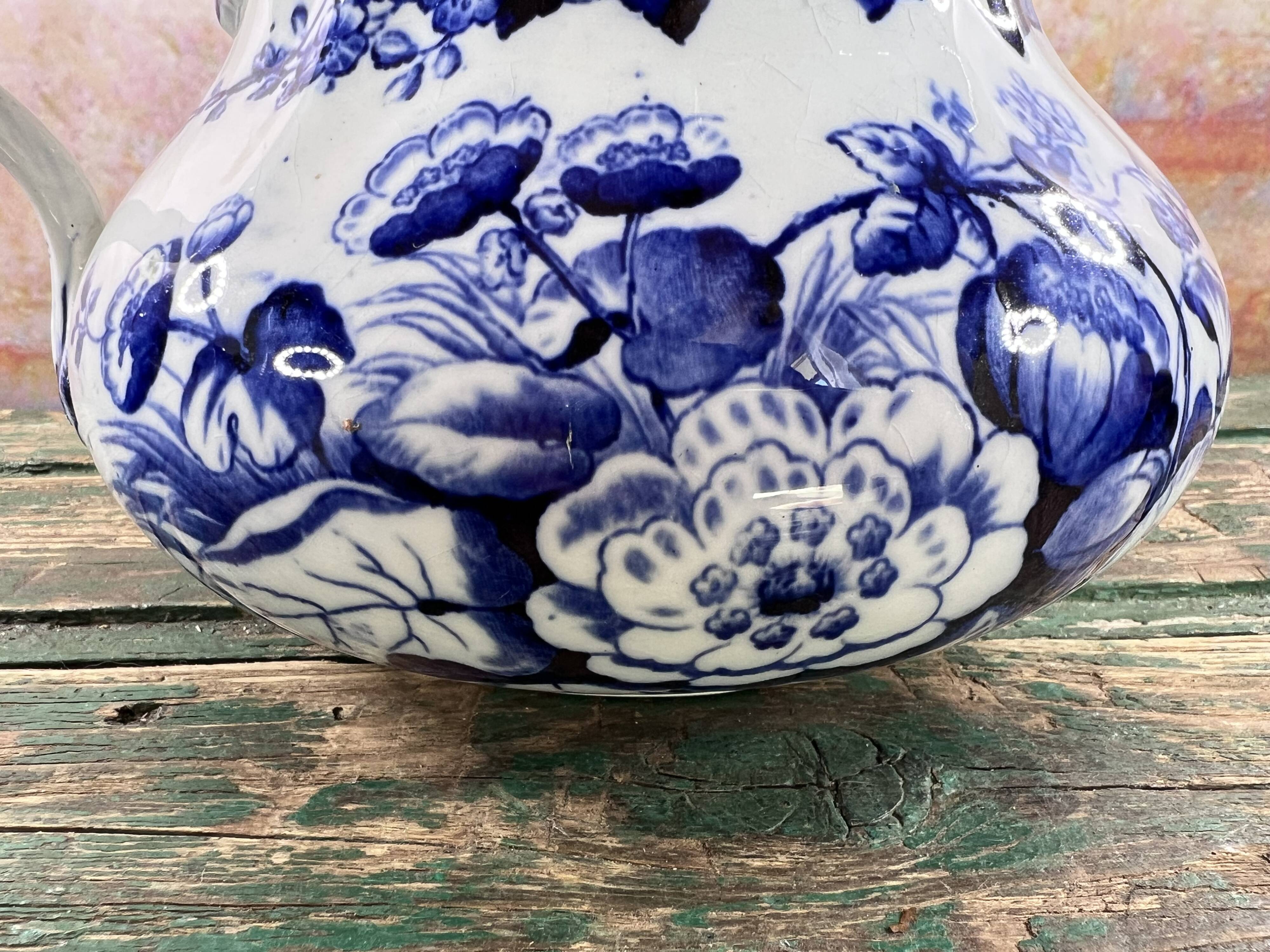 Antique jug and basin set Creil & Montereau Liseron model – earthenware