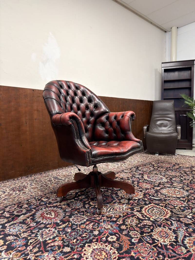 English Oxblood Chesterfield Desk Chair Director Chair