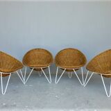 VINTAGE SALON IN RATTAN AND METAL. 1960