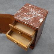 Pair of Art Deco nightstands in oak with marble top, France ca. 1925