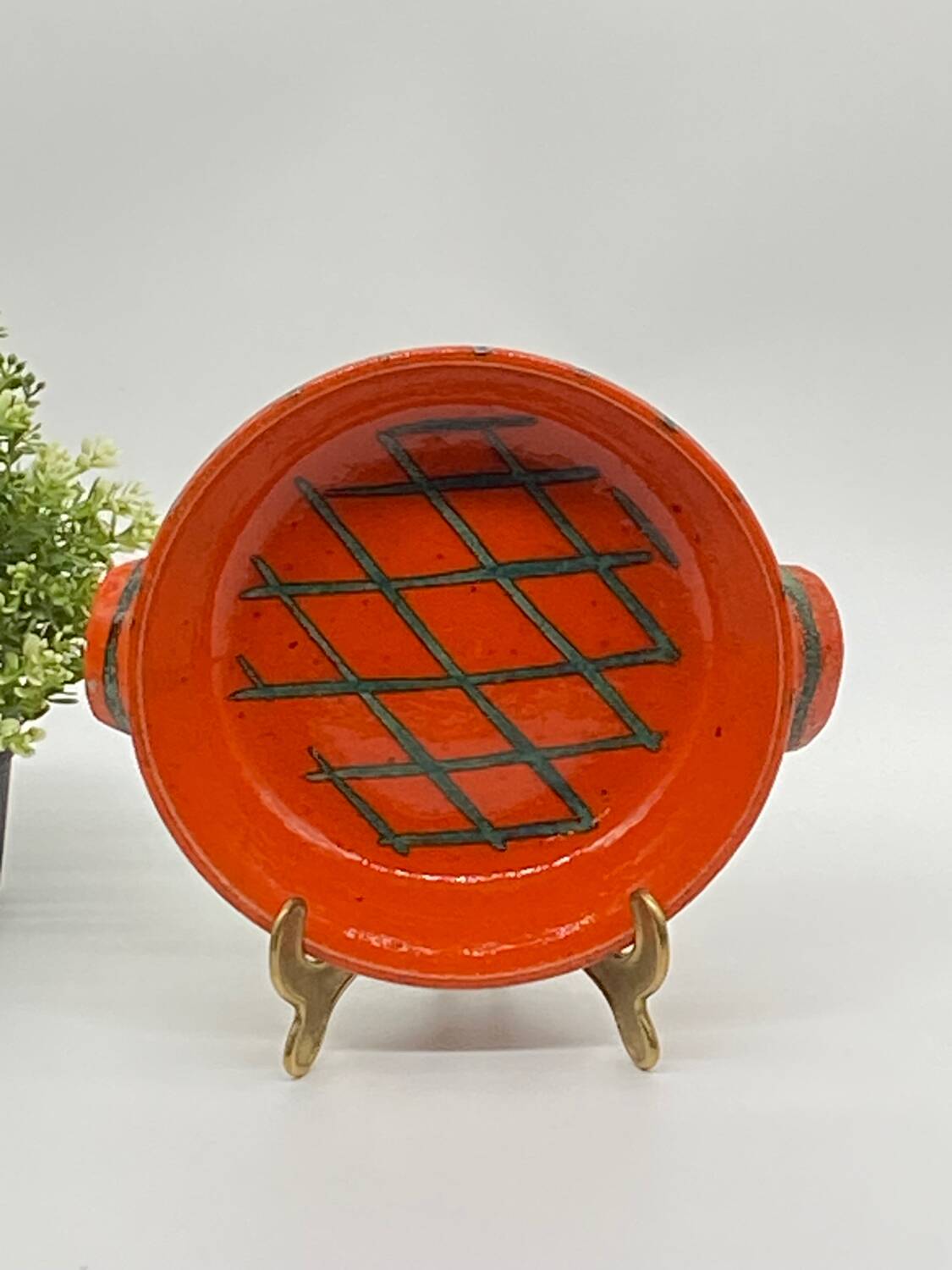 Enamelled ceramic dish, terfer, vallauris, vintage