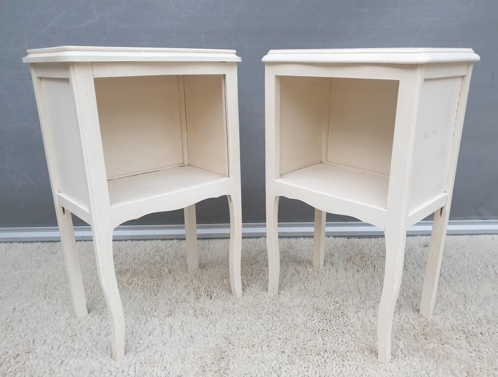Pair of white vintage bedside tables