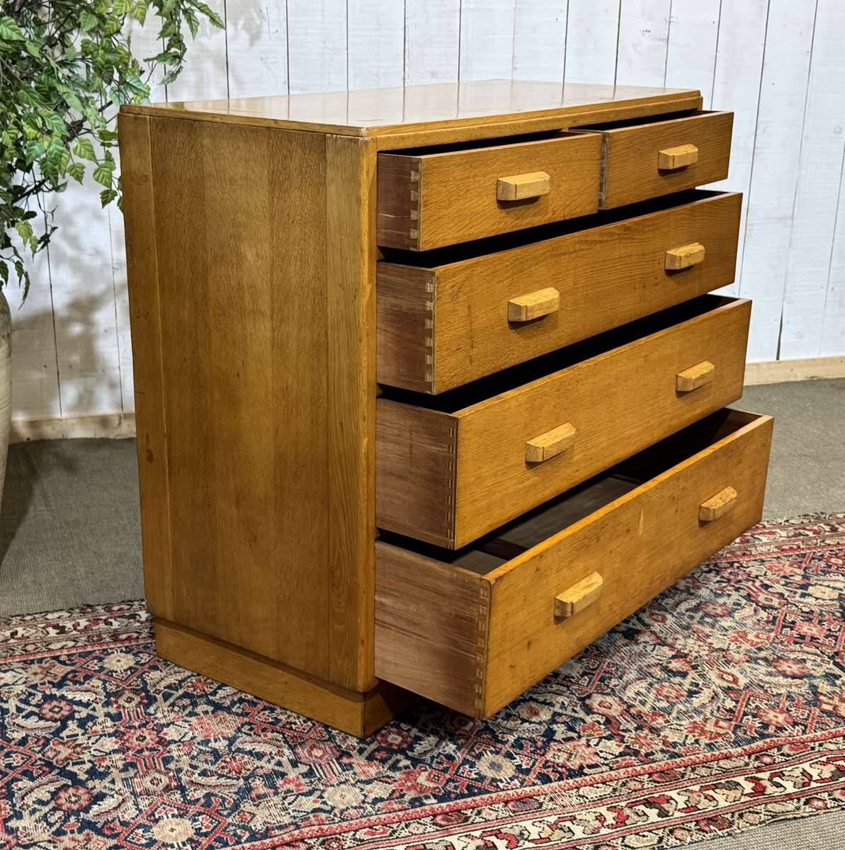 1950s English oak chest of drawers