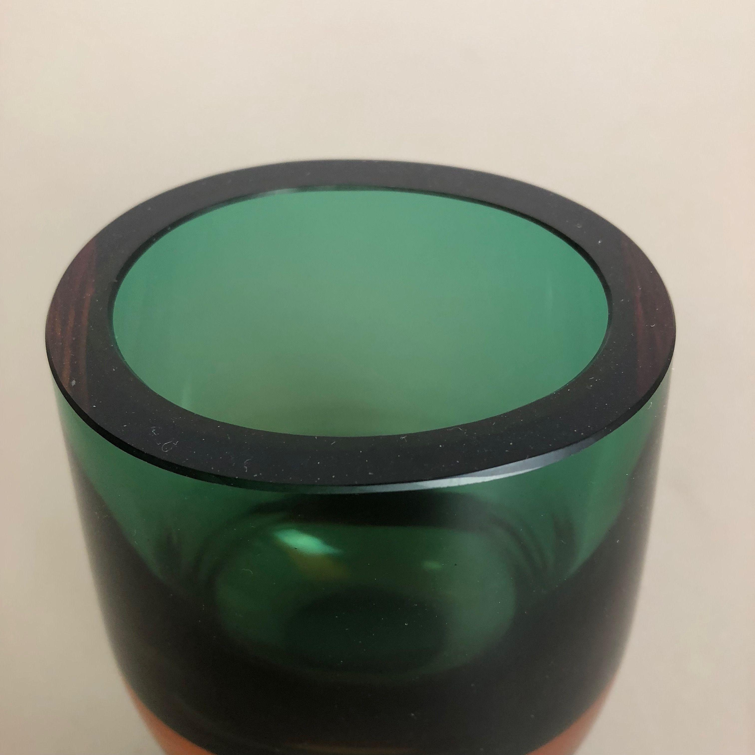 Multi-Color Heavy Two Color Murano Glass Sommerso Object Vase Bowl, Italy, 1970s