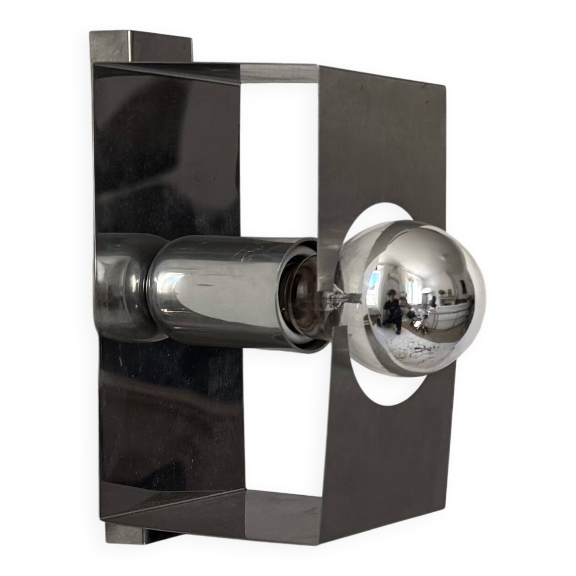 Vintage wall light, brushed metal, France, 1970
