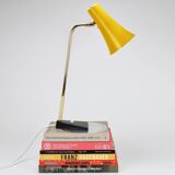 Yellow desk, table or accent lamp by J.T. Kalmar, brass and iron, Vienna, Austria, 1950s.