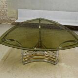 smoked glass & metal table, 1970