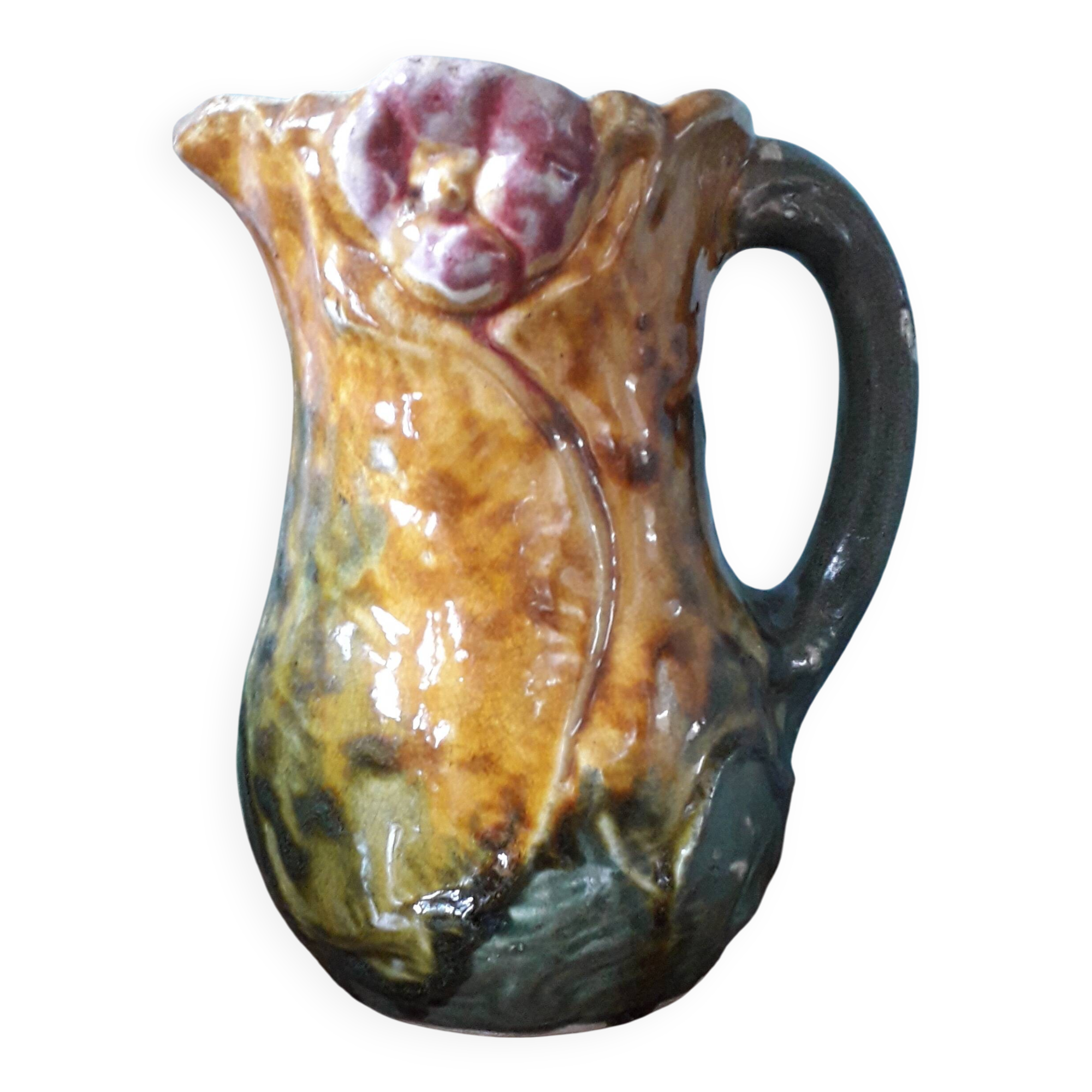 Pichet, vase vintage en barbotine