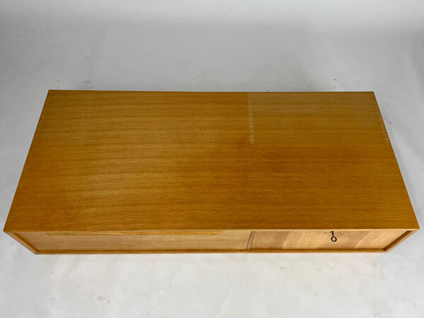 Meuble TV HiFi phono vintage bas chêne WK milieu du siècle années 60