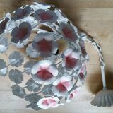 Vintage flowers painted sheet metal hanging lamp