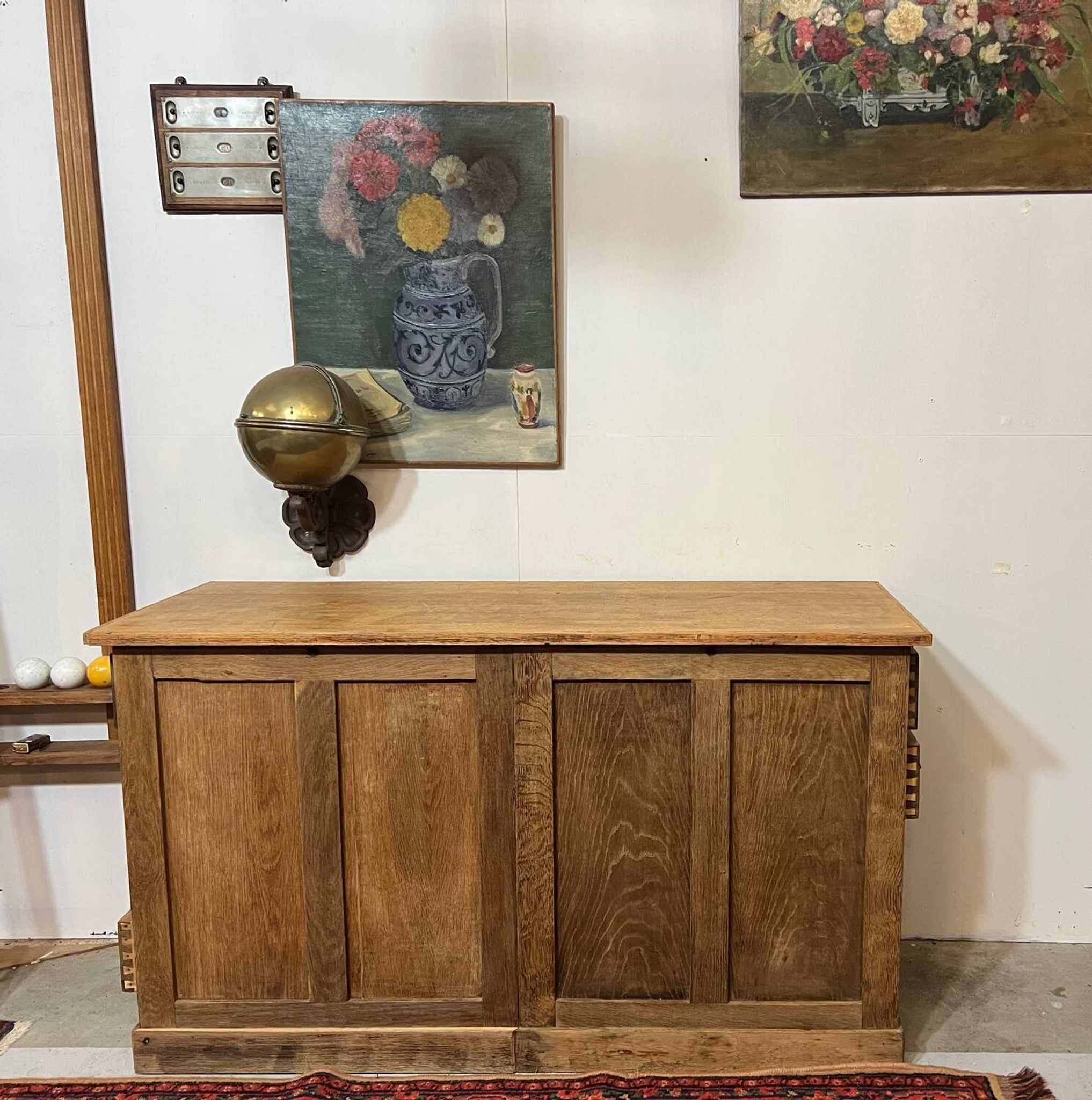 Antique oak drugstore furniture