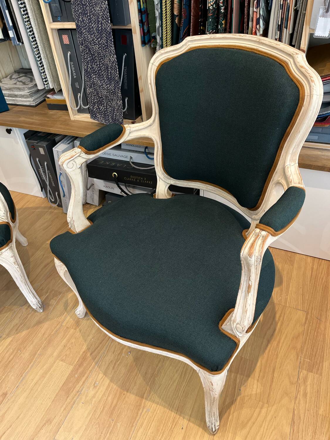 Pair of cabriolet armchairs