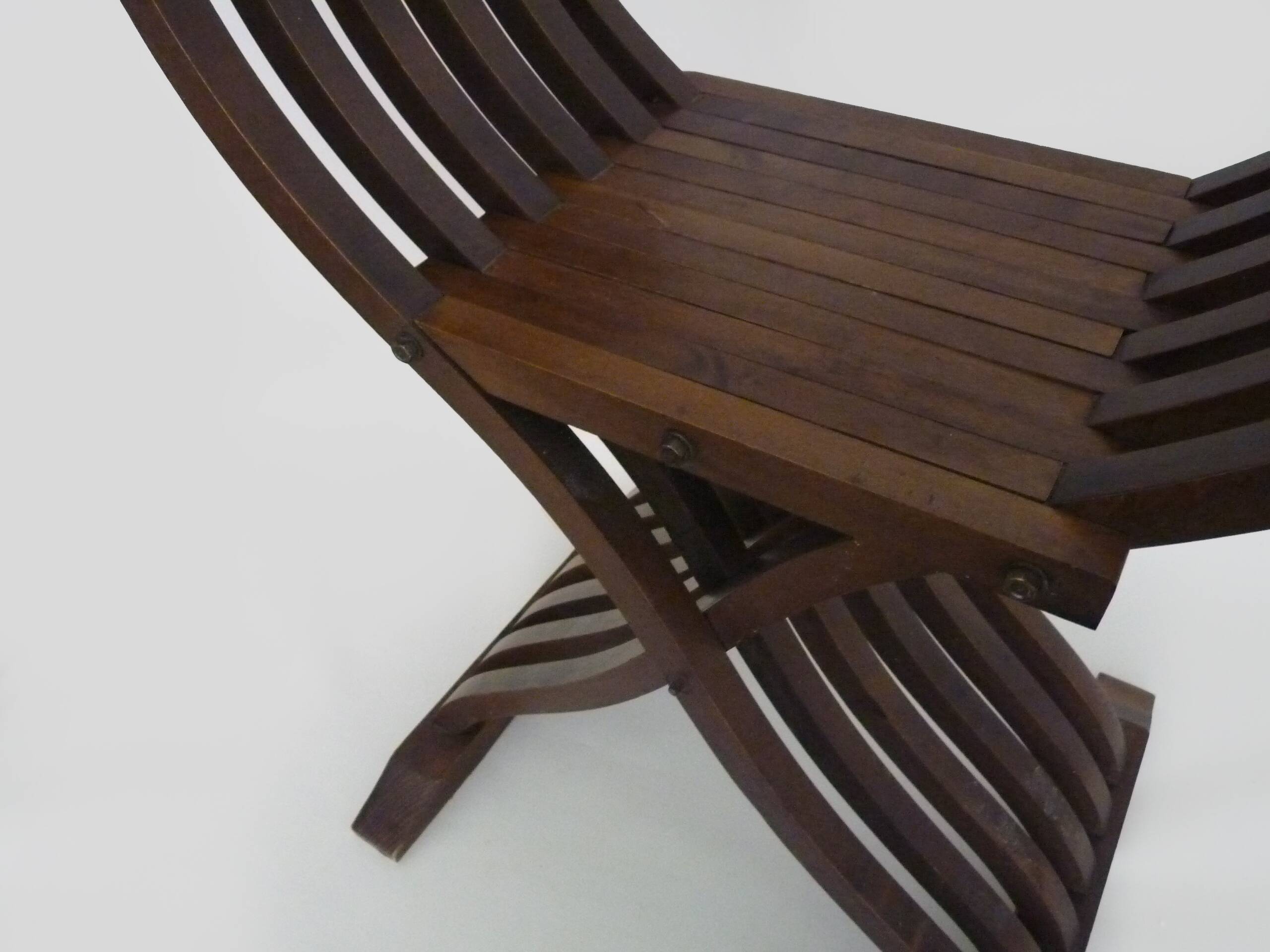 Vintage Savonarola chair with lion head, wood, Italy, 1950s