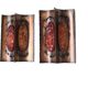 Brutalist wall sconces by Accolay in copper and resin, 1960s.