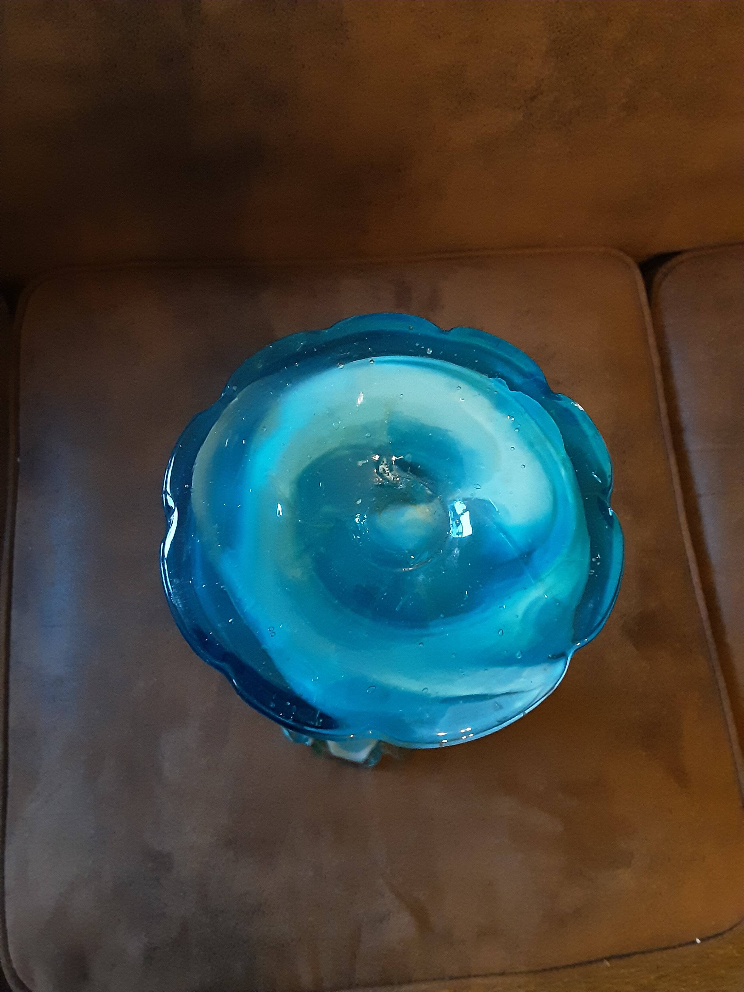 Large turquoise opaline crystal vase