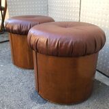 Pair of round poufs from the 1970s
