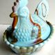 Sweet sugar candy Vallérysthal, blue opaline marbled with brown: Hen on nest
